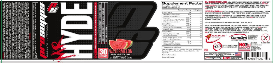 Mr Hyde Intense Energy Pre Workout Watermelon from PS ProSupps