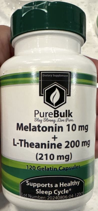 Melatonin 10 mg + L-Theanine 200 mg Capsules from PureBulk.com