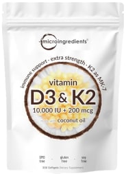 Vitamin D3 10000 IU + K2 with Coconut Oil