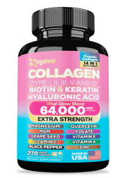 Collagen Pills Peptides Types I, II, III, V & X