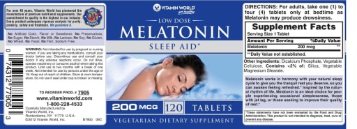 Low Dose Melatonin 200 mcg