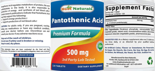 Pantothenic Acid 500 mg