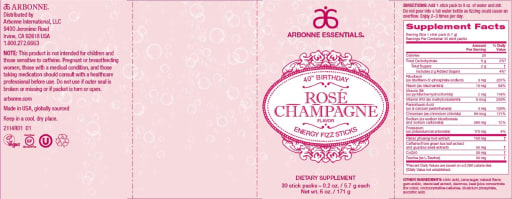 40th Birthday Energy Fizz Sticks Rose Champagne Flavor