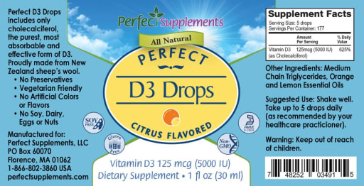 Perfect D3 Drops Citrus Flavored