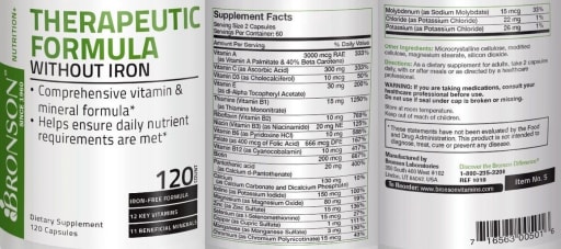 Therapeutic Formula without Iron