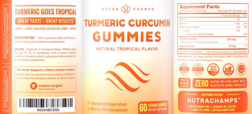 Turmeric Curcumin Gummies Natural Tropical Flavor
