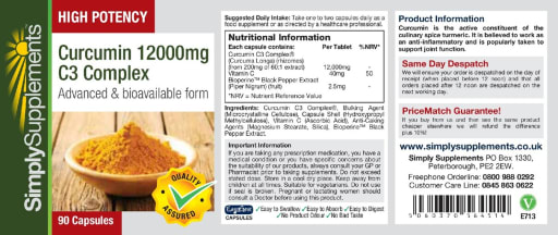 High Potency Curcumin 12000 mg C3 Complex