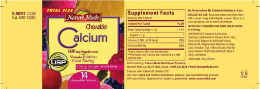Chewable Calcium 600 mg Supplement With Vitamin D 200 IU