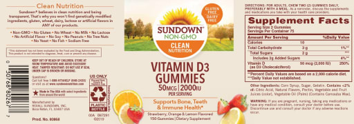Vitamin D3 Gummies 50 mcg 2000 IU