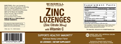 Zinc Lozenges Delicious Honey Lemon Flavor