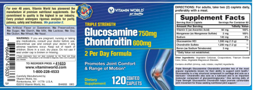 Triple Strength Glucosamine 750 mg Chondroitin 600 mg