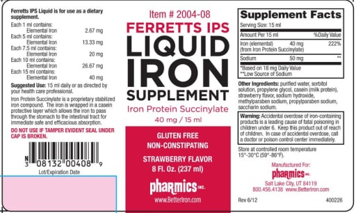 Ferretts IPS Liquid Iron Supplement Strawberry Flavor