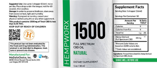 1500 Full Spectrum CBD Oil Natural