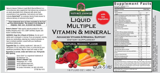 Liquid Multiple Vitamin & Mineral Natural Mango Flavor