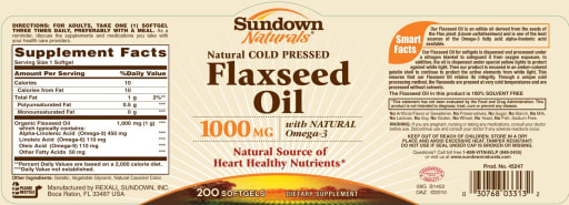 Natural Cold Pressed Flaxseed Oil 1000 mg