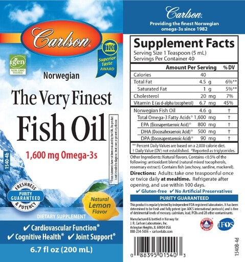 The Very Finest Fish Oil Natural Lemon Flavor