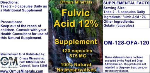 Fulvic Acid 12% Supplement 575 mg