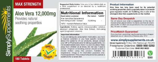 Max Strength Aloe Vera 12,000 mg