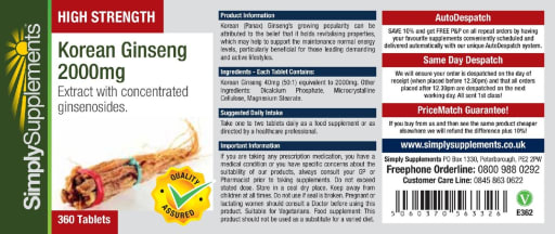 High Strength Korean Ginseng 2000 mg