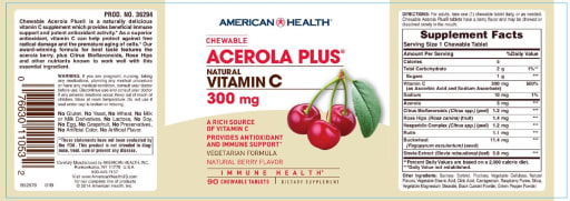 Chewable Acerola Plus Natural Vitamin C 300 mg Natural Berry Flavor