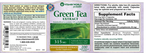 Green Tea Extract 315 mg