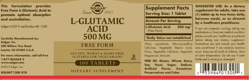 solgar glutathione 500mg Solgar L-Glutamic Acid 500 mg