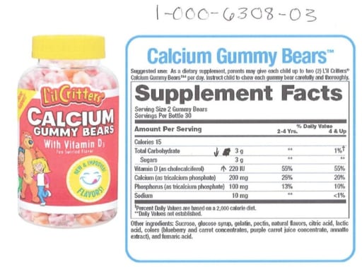 Calcium Gummy Bears with Vitamin D3