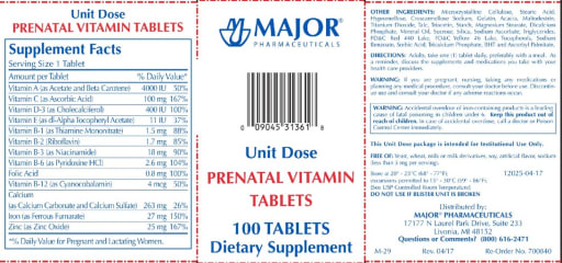 Major Pharmaceuticals - Prenatal Vitamin Tablets - SuppCo