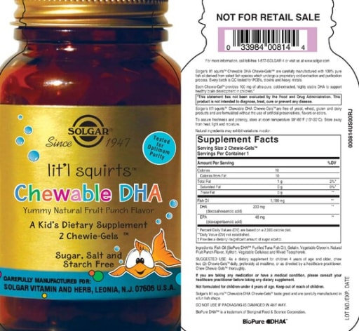 Lit'l Squirts Chewable DHA Yummy Natural Fruit Punch Flavor