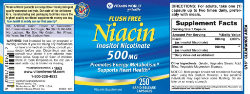 Flush Free Niacin 500 mg
