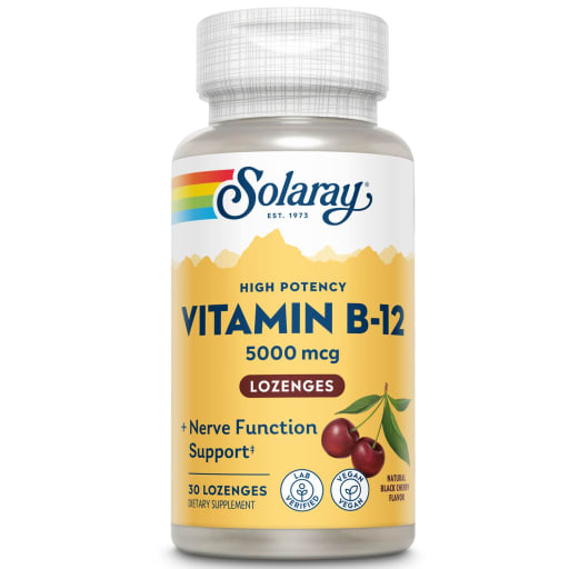 High Potency Vitamin B-12 Lozenge 5000 mcg Natural Black Cherry Flavor