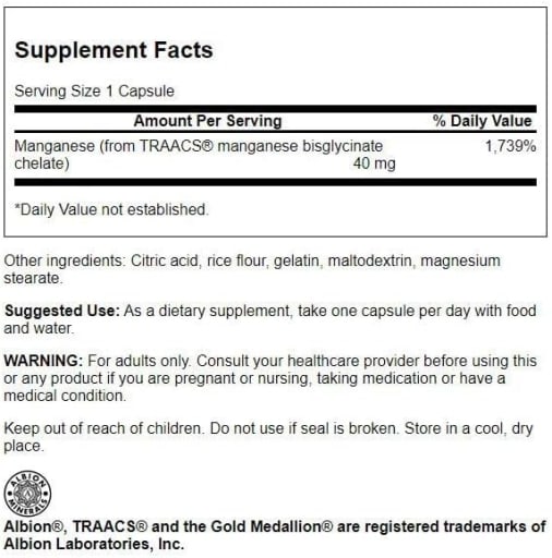 Albion Chelated Manganese 40 mg