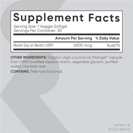 Vegan Biotin 5000 Mcg with Organic Coconut Oil