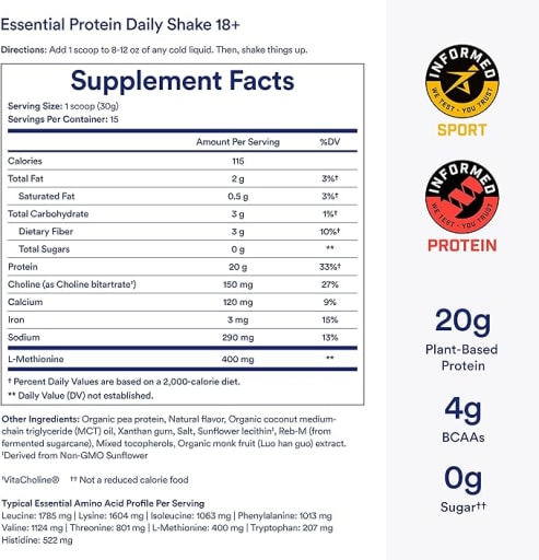 Essential Protein Daily Shake 18+ (Vanilla)