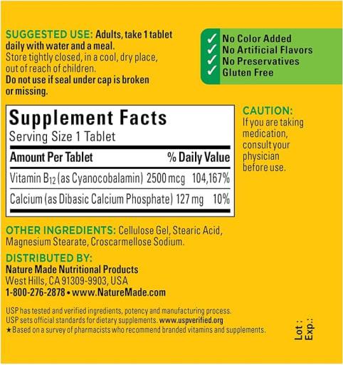 Vitamin B12 Extra Strength 2500 Mcg Tablets