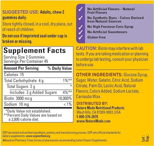 Biotin Adult Gummies 3000 mcg