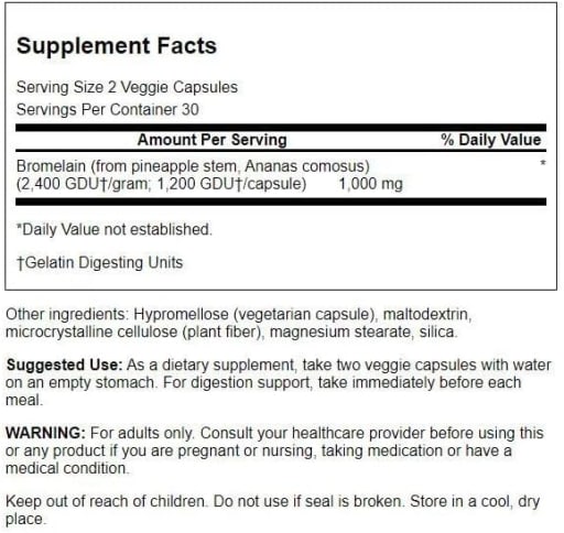 Maximum Strength Bromelain 1,200 GDU 500 mg