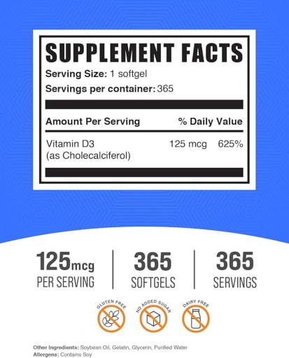 Vitamin D3 Softgels 125 mcg
