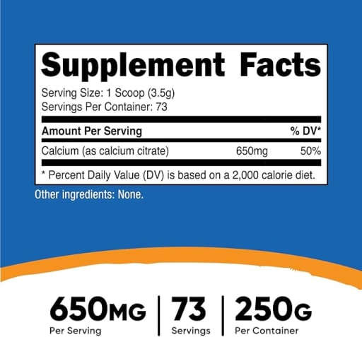 Calcium Citrate 650 mg Unflavored