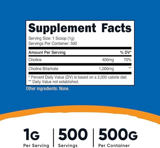Choline Bitartrate 1 g Unflavored