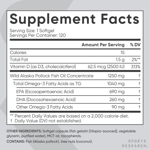 Omega-3 Fish Oil + D3 Triple Strength 1040 mg
