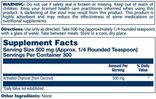 Activated Coconut Charcoal Powder 500 mg