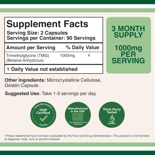 TMG Trimethylglycine 1000 mg