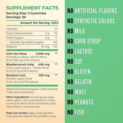 Sea Moss Gummies Bladderwrack & Burdock root