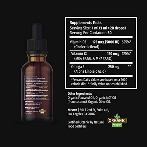 Vitamin D3 K2 Drops with MCT Oil & Omega 3 (Unflavored)