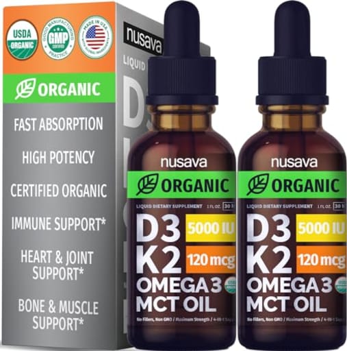 Vitamin D3 K2 Drops with MCT Oil & Omega 3 (Unflavored)