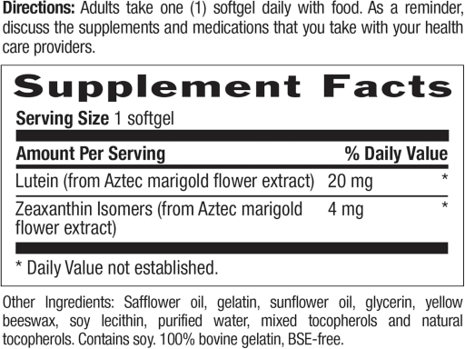 Lutein with Zeaxanthin 20 mg
