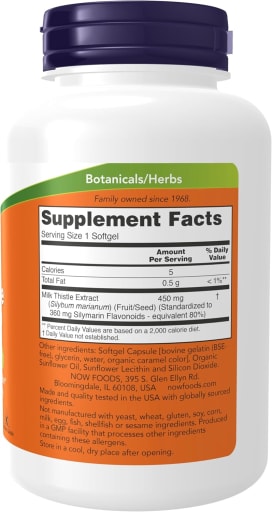 Milk Thistle Extract, Extra Strength 450 mg Softgels