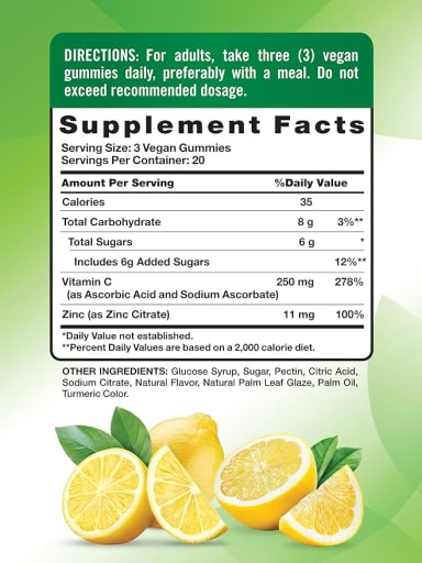 Vitamin C + Zinc Gummies (Lemon)