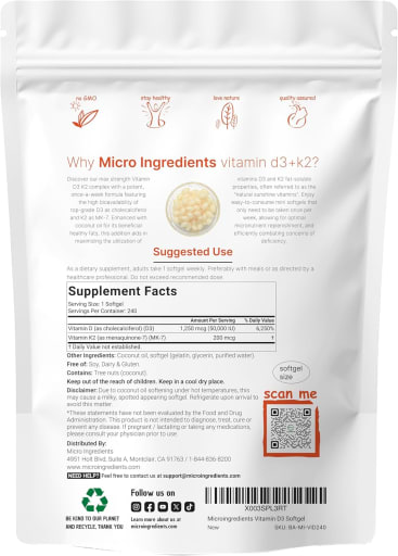 Vitamin D3 50,000 IU + K2 (MK-7) 200 mcg